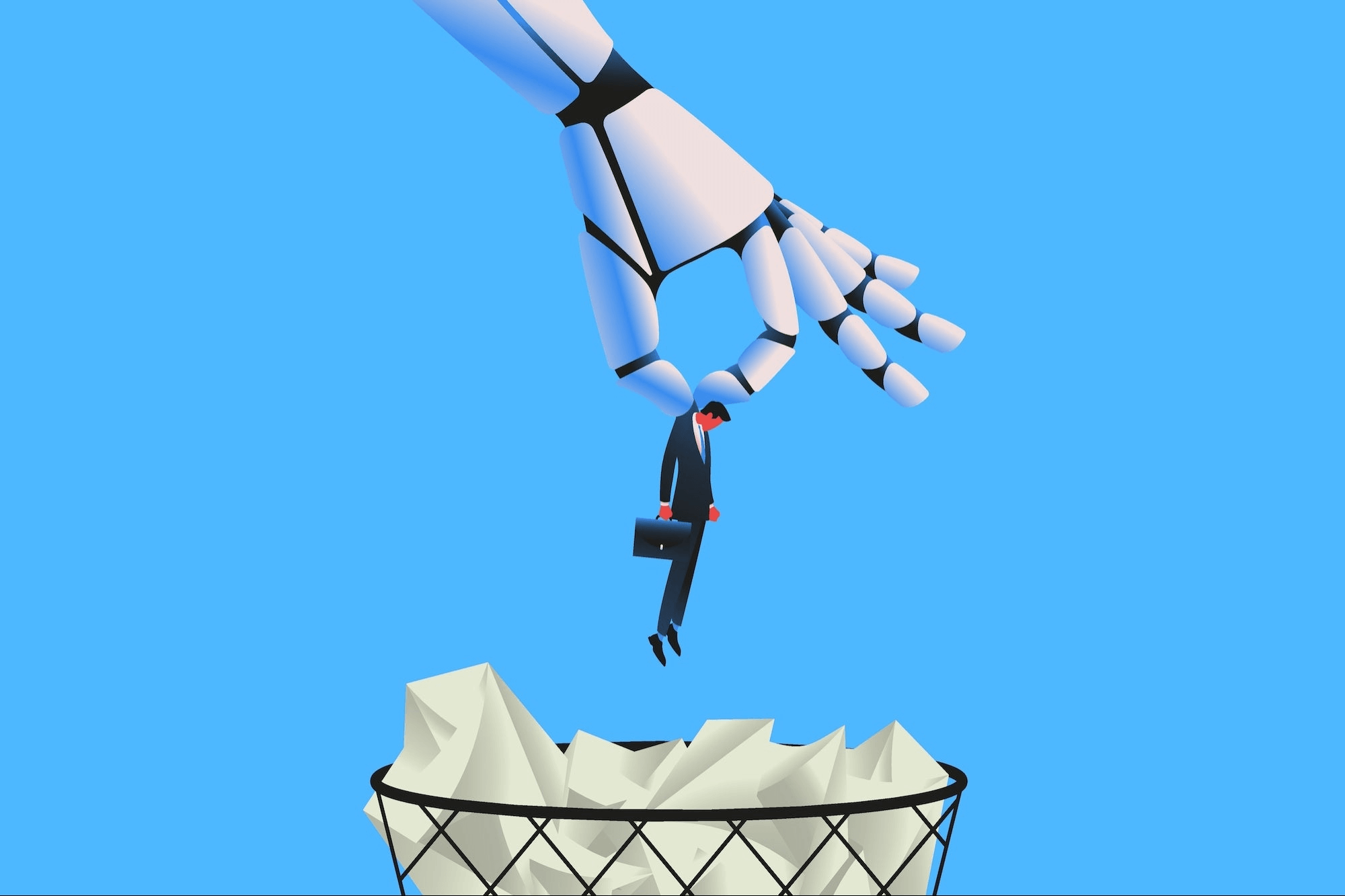 AI throwing a man in a dustbin