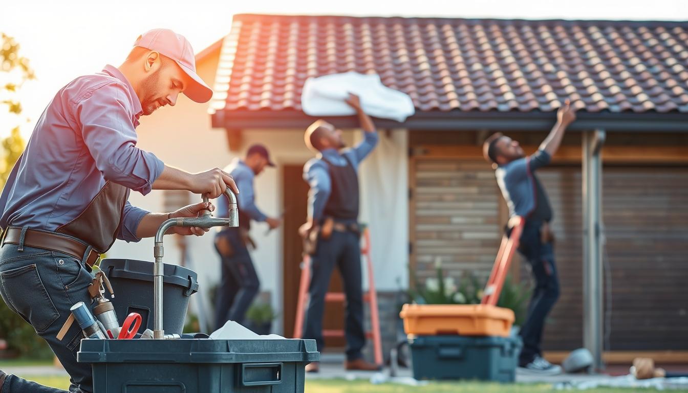 professional home fixers working on property maintenance